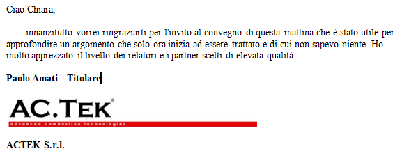 Ringraziamenti da Cliente